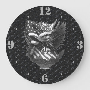 Patriotic Military Eagle Appreciation Veterans  Large Clock
