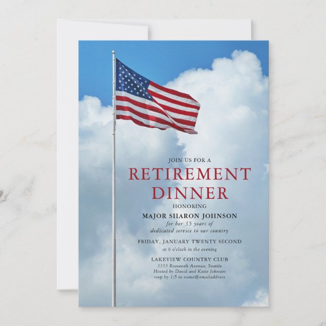 Patriotic Military Flag Retirement Invitation (Front)