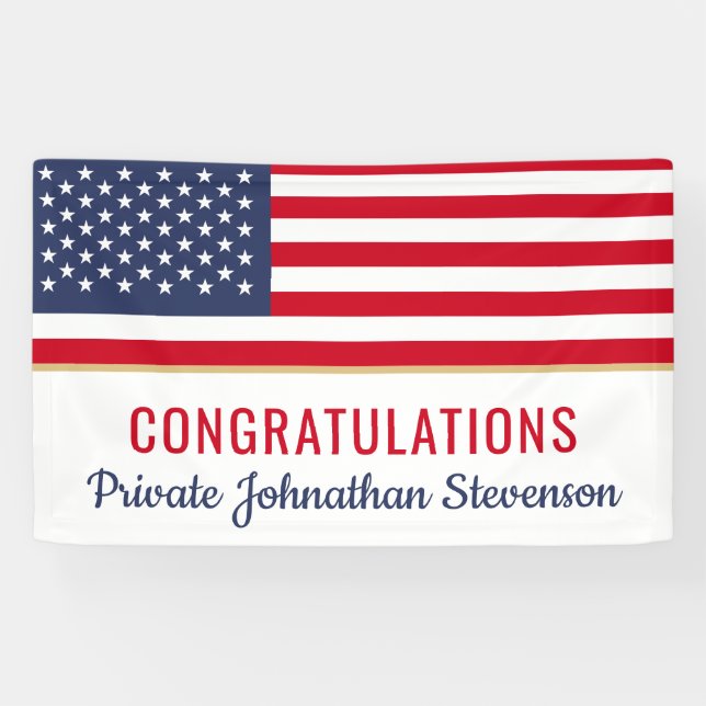 Patriotic Military Graduation Army American Flag Banner (Horizontal)