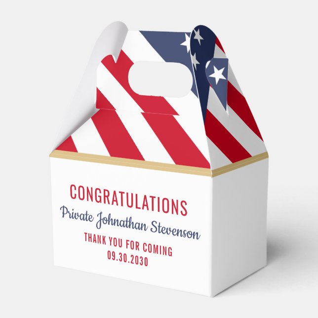Patriotic Military Graduation Army American Flag Favour Box (Front Side)