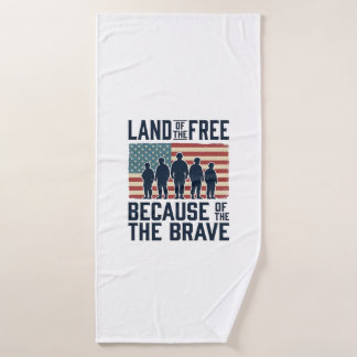 Patriotic Military Land of the Free Because of the Bath Towel
