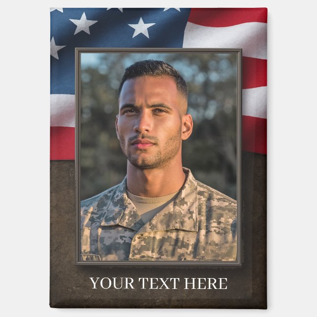Patriotic Military Photo Magnet (Front)