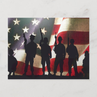 Patriotic Military Soldier Silhouette Postcard