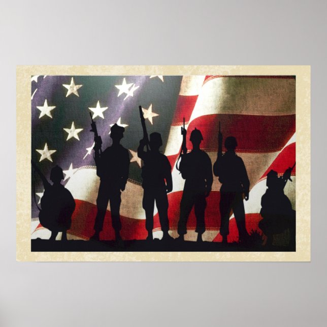 Patriotic Military Soldier Silhouette Poster (Front)
