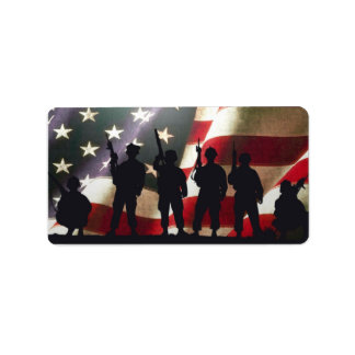 Patriotic Military Soldier Silhouettes Label