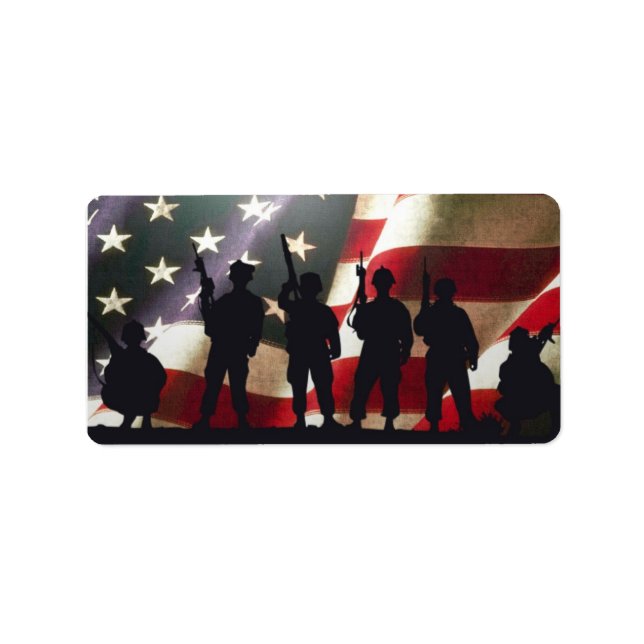Patriotic Military Soldier Silhouettes Label (Front)