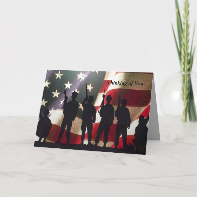 Patriotic Military Soldier Thinking of You Custom Card (Front)