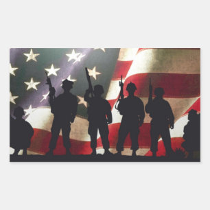 Patriotic Military Soldiers Rectangular Sticker