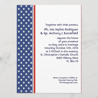Patriotic Military Stars and Stripes Wedding Invitation