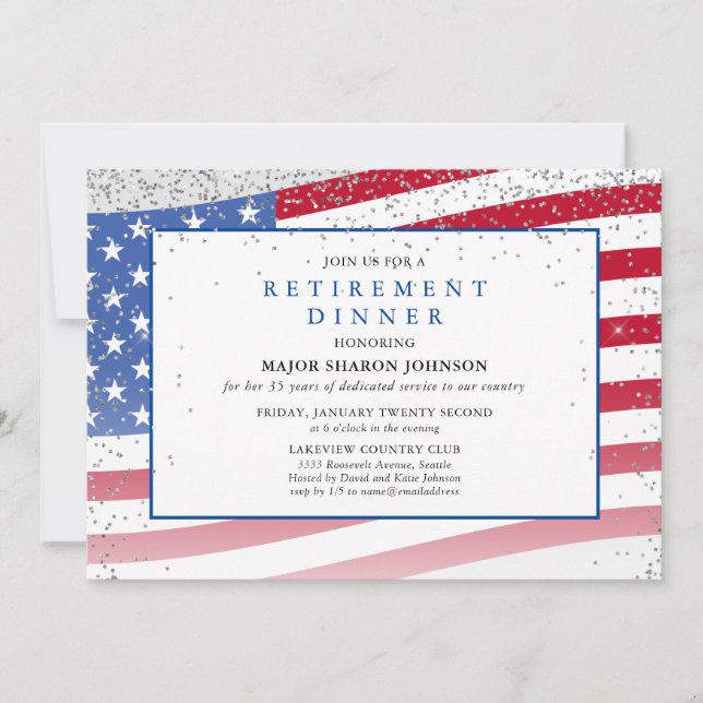 Patriotic Military U.S Flag Retirement Invitation (Front)