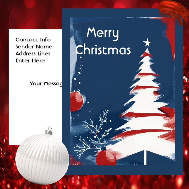 Patriotic Military USA Christmas Postcard (Modern Patriotic Design -  Unique Art by Pansylee for Pretty Postals - Mail Made Modern)
