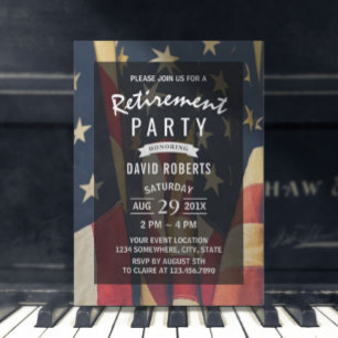 Patriotic Military Veteran Retirement Party Invitation