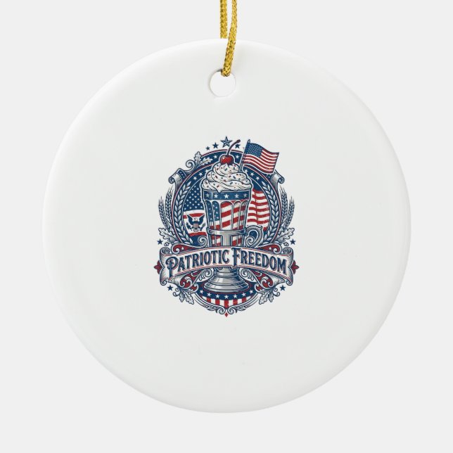 Patriotic Milkshake Americana Ceramic Tree Decoration (Front)