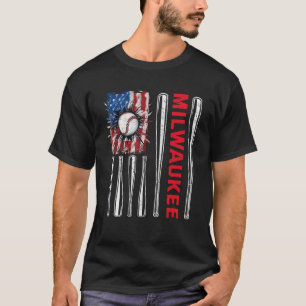 Patriotic Milwaukee Softball US American Flag Base T-Shirt