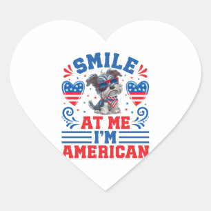 Patriotic Miniature Schnauzer Dog for 4th Of July Heart Sticker