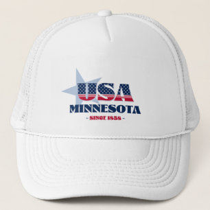 Patriotic Minnesota Typography Trucker Hat