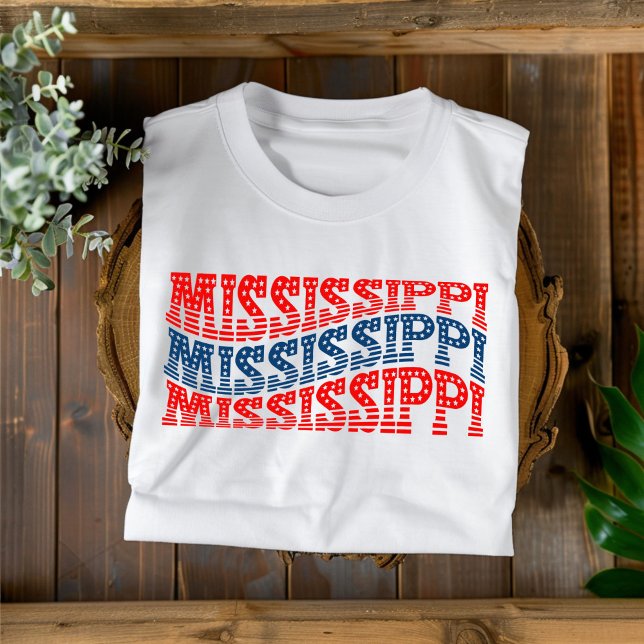 Patriotic Mississippi Red and Blue Boho T-Shirt  (Creator Uploaded)