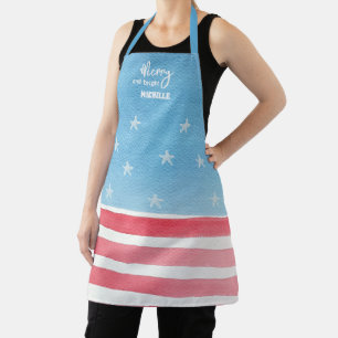 Patriotic Modern Watercolor Flag Apron