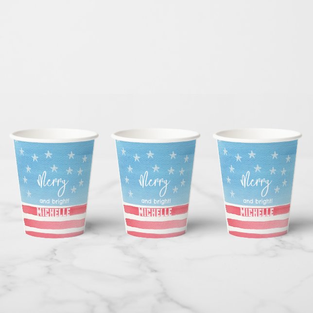 Patriotic Modern Watercolor Flag Paper Cups (Multi)