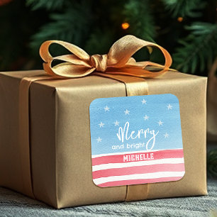 Patriotic Modern Watercolor Flag Square Sticker