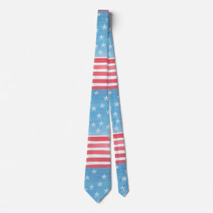 Patriotic Modern Watercolor Flag Tie
