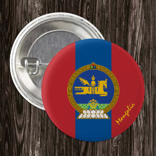 Patriotic Mongolia button, Mongolian Flag 3 Cm Round Badge