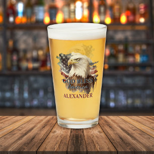 Patriotic Monogrammed God Bless America Eagle Glass