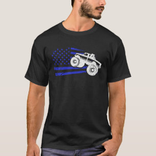 Patriotic Monster Truck Driver Rider  American Fla T-Shirt
