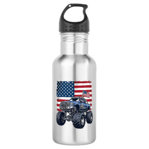 Patriotic Monster Truck Vintage Engraving Design_1 532 Ml Water Bottle