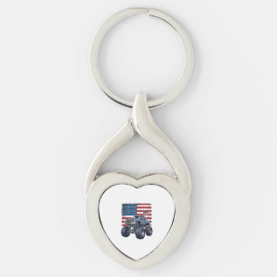 Patriotic Monster Truck Vintage Engraving Design_1 Key Ring