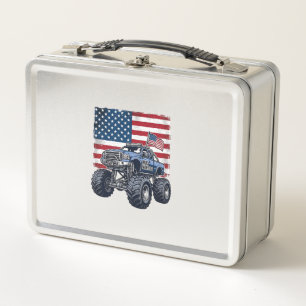 Patriotic Monster Truck Vintage Engraving Design_1 Metal Lunch Box