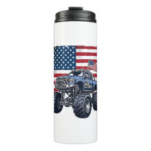 Patriotic Monster Truck Vintage Engraving Design_1 Thermal Tumbler