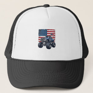 Patriotic Monster Truck Vintage Engraving Design_1 Trucker Hat