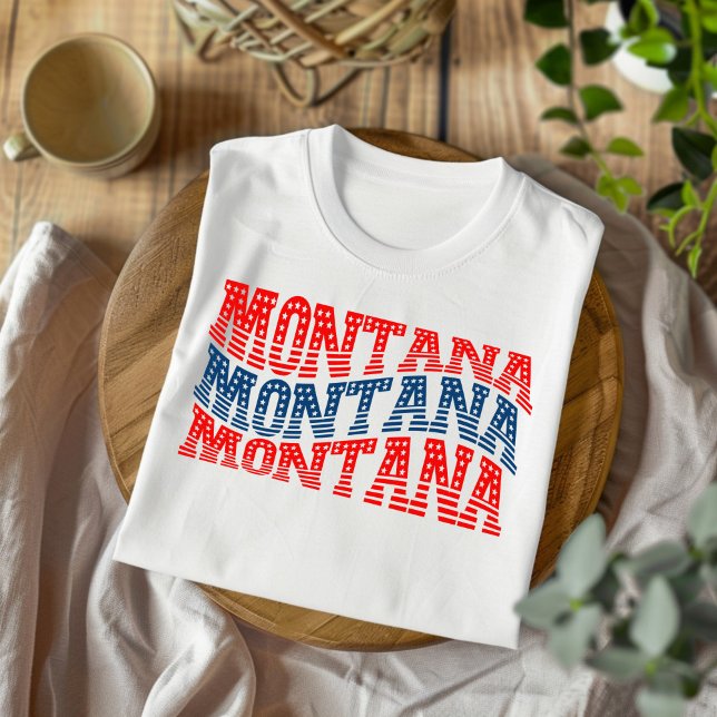 Patriotic Montana Red and Blue Boho T-Shirt  (Creator Uploaded)