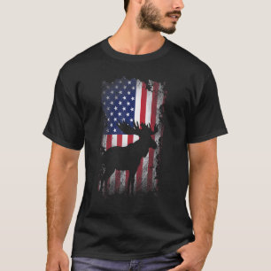 Patriotic Moose American Flag Cool Wild Animals T-Shirt