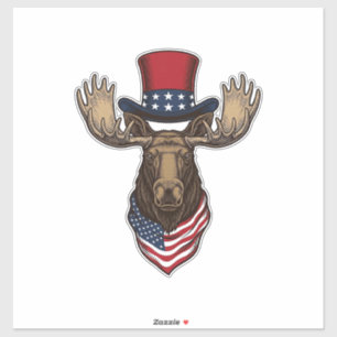 Patriotic Moose Vintage Engraving Vector Design_1