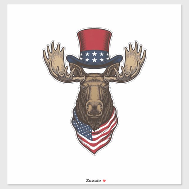 Patriotic Moose Vintage Engraving Vector Design_1 (Sheet)