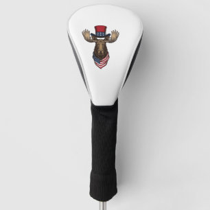 Patriotic Moose Vintage Engraving Vector Design_1 Golf Head Cover