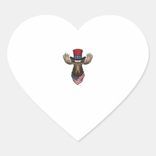 Patriotic Moose Vintage Engraving Vector Design_1 Heart Sticker
