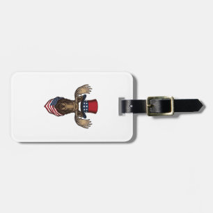 Patriotic Moose Vintage Engraving Vector Design_1 Luggage Tag