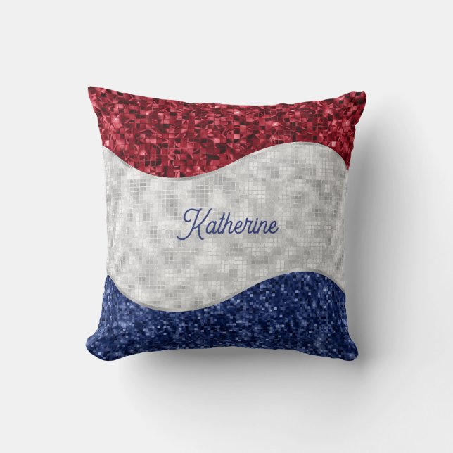 Patriotic Mosaic Waves Cushion (Front)