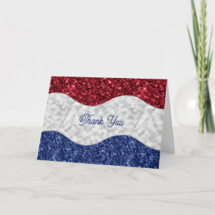 Patriotic Mosaic Waves Thank You Card
