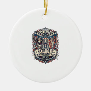 Patriotic Motor Patriot Biker Road Freedom Patriot Ceramic Tree Decoration