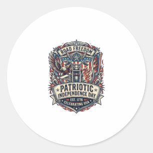 Patriotic Motor Patriot Biker Road Freedom Patriot Classic Round Sticker