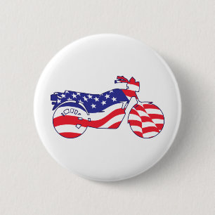 Patriotic Motorcycle 6 Cm Round Badge