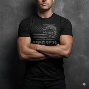 Patriotic Motorcycle Skull Grunge Tee