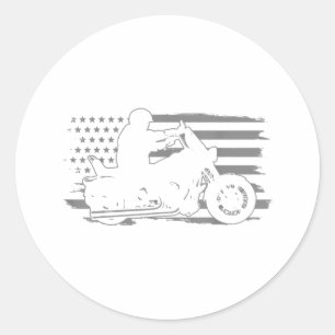 Patriotic Motorcycle Vintage American Flag Biker Classic Round Sticker