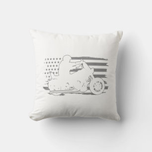 Patriotic Motorcycle Vintage American Flag Biker Cushion