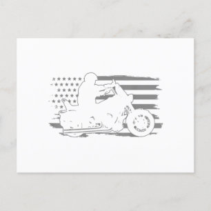 Patriotic Motorcycle Vintage American Flag Biker Holiday Postcard