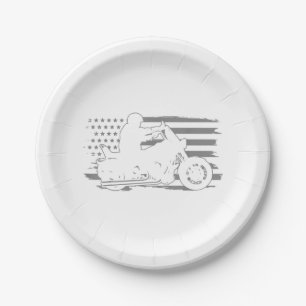 Patriotic Motorcycle Vintage American Flag Biker Paper Plate
